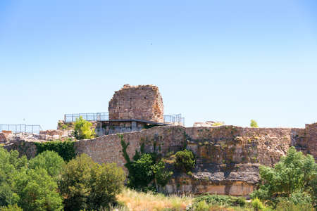 View of the ruins of the castle of Siuran, Tarragona, Catalunya, Spainのeditorial素材