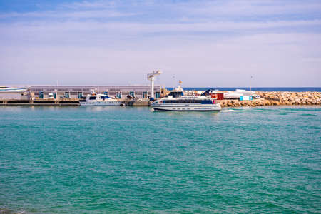 CAMBRILS, SPAIN - APRIL 30, 2017: Port of Cambrils. Copy space for textのeditorial素材