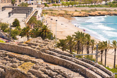 TARRAGONA, SPAIN - MAY 1, 2017: View of the ancient roman amphitheaterのeditorial素材
