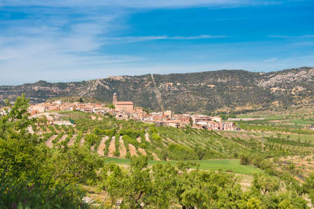 View of the city of Ulldemolins, Catalunya, Spain. Copy space for textの写真素材