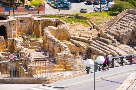 TARRAGONA, SPAIN - MAY 1, 2017: View of the ancient roman amphitheaterのeditorial素材