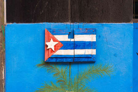 Cuban flag on the door. Close-upの写真素材