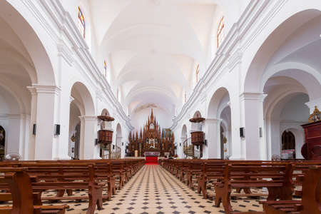 TRINIDAD, CUBA - MAY 16, 2017: Interior of the church of the Holy Trinity. Copy space for textのeditorial素材