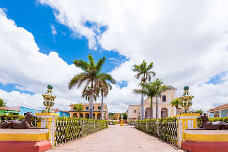 View to the city's main square, Trinidad, Sancti Spiritus, Cuba. Copy space for textの写真素材