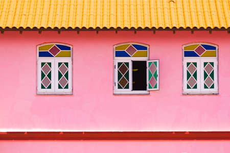 View of the facade of the building, Vinales, Pinar del Rio, Cuba. Close-upの写真素材