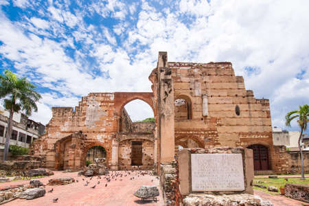 SANTO DOMINGO, DOMINICAN REPUBLIC - AUGUST 8, 2017: View on Ruins of the Hospital of St. Nicolas of Bari. Copy space for textのeditorial素材