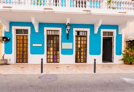 View of the bright building, Santo Domingo, Dominican Republic. Copy space for textの写真素材