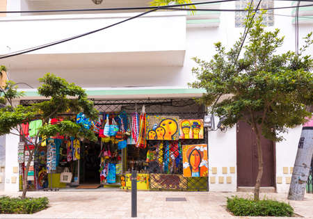 SANTO DOMINGO, DOMINICAN REPUBLIC - AUGUST 8, 2017: View of the souvenir shop. Copy space for textのeditorial素材