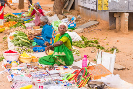 PUTTAPARTHI, ANDHRA PRADESH, INDIA - JULY 9, 2017: Indian market. Copy space for text