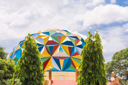 PUTTAPARTHI, ANDHRA PRADESH, INDIA - JULY 9, 2017: View of the planetarium building. Copy space for textのeditorial素材