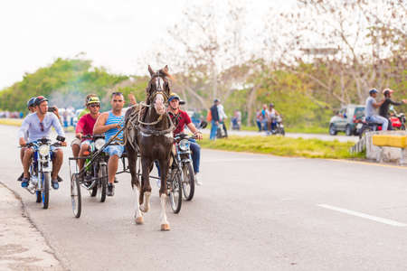 VINALES, CUBA - MAY 13, 2017: Horse racing. Copy space for textのeditorial素材
