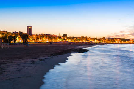 Embankment at sunset, Cambrils, Catalunya, Spain.の写真素材