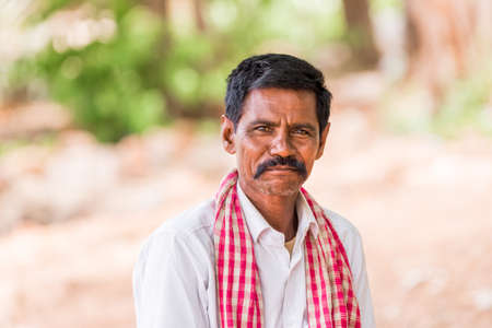 PUTTAPARTHI, ANDHRA PRADESH, INDIA - JULY 9, 2017: Portrait of indian man. Close-upのeditorial素材
