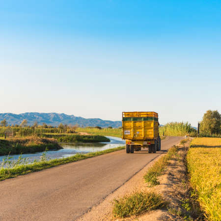 Ebro Delta estuary and wetlands, Tarragona, Catalunya, Spain.のeditorial素材