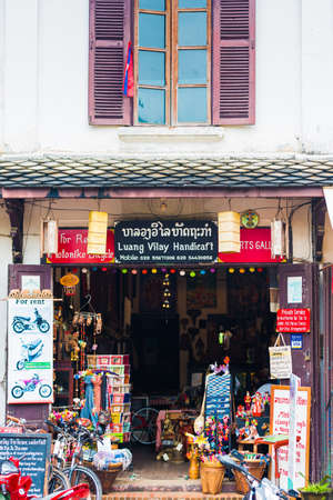 LOUANGPHABANG, LAOS - : View of the facade of the souvenir shop.のeditorial素材