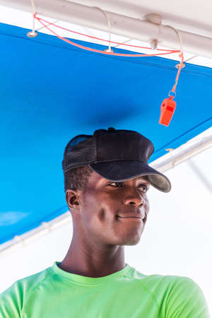 SAONA, DOMINICAN REPUBLIC - MAY 25, 2017: Portrait of a man close-up. Verticalのeditorial素材