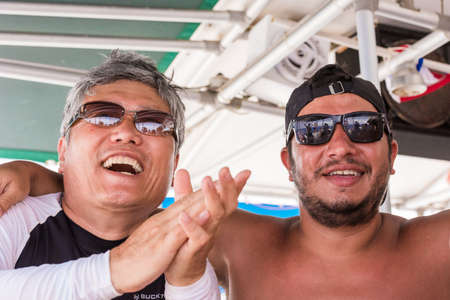 SAONA, DOMINICAN REPUBLIC - MAY 25, 2017: Cheerful man in sunglasses. Close-upのeditorial素材