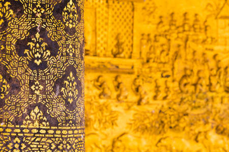 The bas-relief on the wall of the temple in Louangphabang, Laos. Close-upの写真素材
