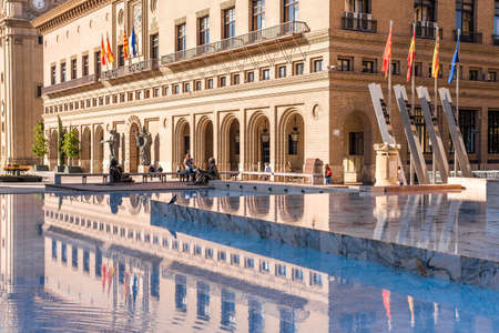 SARAGOSSA, SPAIN - SEPTEMBER 27, 2017: View of the building of the City Hall. Copy space for textのeditorial素材