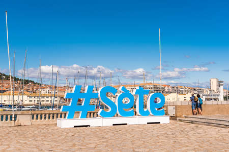 Large letters on the embankment of the city, Sete, France.