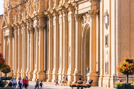 View of the facade of the building in Pilar Squareの写真素材