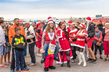 AGDE, FRANCE - SEPTEMBER 9, 2017: New Year's masquerade at the exhibition of retro cars Volkswagen. Copy space for textのeditorial素材