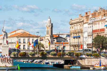 SETE, FRANCE : View of the royal canal in Sete. Copy space for textのeditorial素材