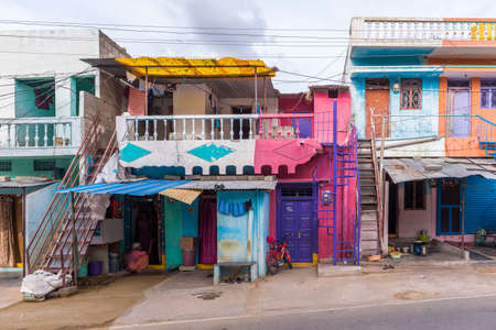 View of the Indian slums, Puttaparthi, Andhra Pradesh, India. Copy space for textのeditorial素材