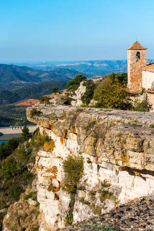 View of the Romanesque church of Santa Maria de Siurana, in Siurana, Tarragona, Spain. Copy space...