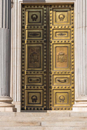 View of the door building Congress of Deputies. Copy space for text