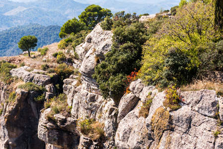 Rocky landscape in Siurana de Prades, Tarragona, Catalunya, Spain. Copy space for textの写真素材