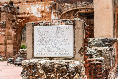 View on ruins of the Hospital of St. Nicolas of Bari, Santo Domingo, Dominican Republic. Close-upの写真素材