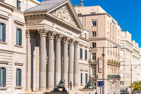 MADRID, SPAIN - SEPTEMBER 26, 2017: Palacio de las Cortes or Congreso de los Diputados (Congress of Deputies). Copy space for text.のeditorial素材