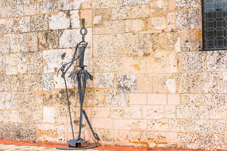 SANTO DOMINGO, DOMINICAN REPUBLIC - AUGUST 8, 2017: View of the sculpture near the building of the museum of Royal Houses. Copy space for textのeditorial素材