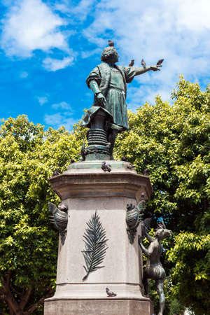 SANTO DOMINGO, DOMINICAN REPUBLIC - AUGUST 8, 2017: View of the monument to Christopher Columbus. Copy space for text. Verticalのeditorial素材