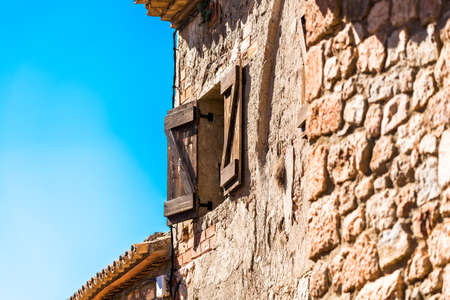 View of the buildings in the village Siurana, Tarragona, Catalunya, Spain. Close-up