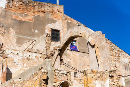 TARRAGONA, SPAIN - OCTOBER 4, 2017: View of the church Canta Tecla la Vella. Close-upのeditorial素材