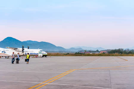 LOUANGPHABANG, LAOS - JANUARY 11, 2017: A view of the mountain landscape. Copy space for textのeditorial素材