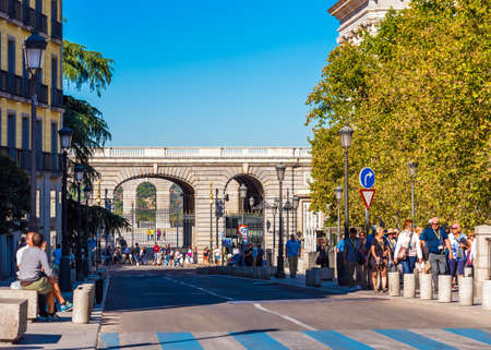 MADRID, SPAIN - SEPTEMBER 26, 2017: View of the Royal Palace building. Copy space for textのeditorial素材