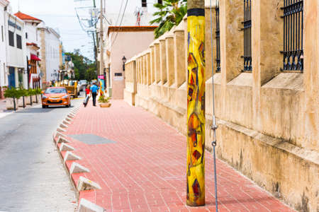 SANTO DOMINGO, DOMINICAN REPUBLIC - AUGUST 8, 2017: View of the historic street of the city. Copy space for textの写真素材