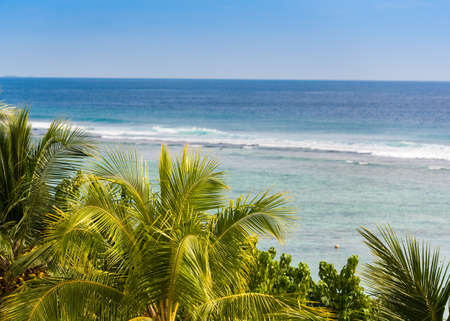 View of the seascape, Maldives, Indian Ocean. Copy space for text
