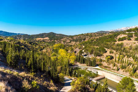 Reservoir Pantano De Siurana, Tarragona, Spain. Copy space for textの写真素材
