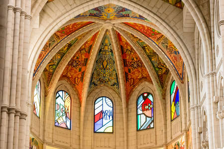 Interior of the Cathedral of Saint Mary the Royal of La Almudena in Madrid, Spainのeditorial素材