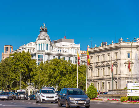 MADRID, SPAIN - SEPTEMBER 26, 2017: View of the city street. Copy space for textのeditorial素材