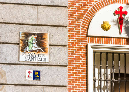 MADRID, SPAIN - SEPTEMBER 26, 2017: View of the facade of the Plaza De Santiago. Close-upのeditorial素材