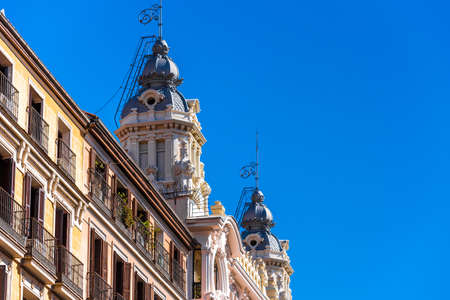 MADRID, SPAIN - SEPTEMBER 26, 2017: Beautiful historical building of old architecture in the city center. Copy space for textのeditorial素材