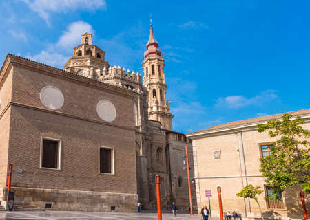 ZARAGOZA, SPAIN - SEPTEMBER 27, 2017: The Cathedral of the Savior or Catedral del Salvador. Copy...