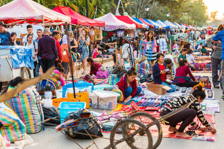 LUANG PRABANG, LAOS - JANUARY 11, 2017: View of the local marketのeditorial素材