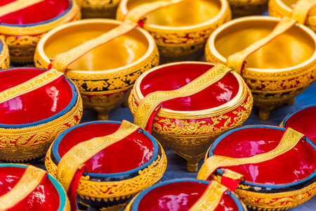 Souvenir bowls, Luang Prabang, Laos. Close-upの写真素材