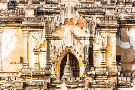 View of the facade of the building of the Shwegugyi temple in Bagan, Myanmar. Close-upのeditorial素材